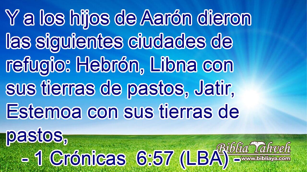 Y a los hijos de Aarón dieron las siguientes ciudades de refugio: Hebrón, Libna con sus tierras de pastos, Jatir, Estemoa con sus tierras de pastos,