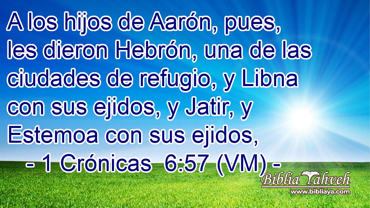  A los hijos de Aarón, pues, les dieron Hebrón, una de las ciudades de refugio, y Libna con sus ejidos, y Jatir, y Estemoa con sus ejidos, 