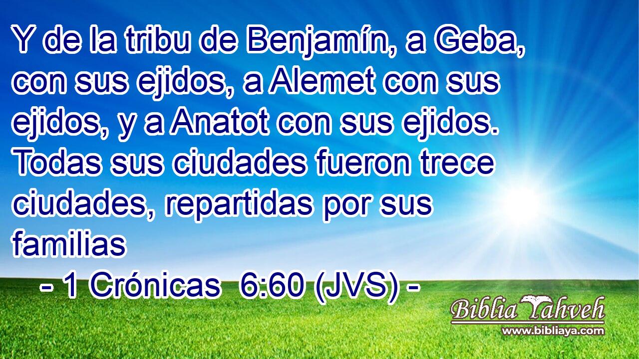 Y de la tribu de Benjamín, a Geba, con sus ejidos, a Alemet con sus ejidos, y a Anatot con sus ejidos. Todas sus ciudades fueron trece ciudades, repartidas por sus familias