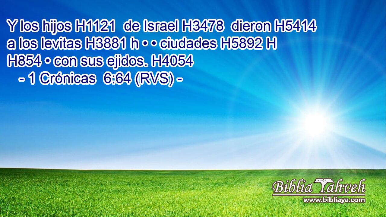Y los hijos H1121  de Israel H3478  dieron H5414  a los levitas H3881 h • • ciudades H5892 H H854 • con sus ejidos. H4054  