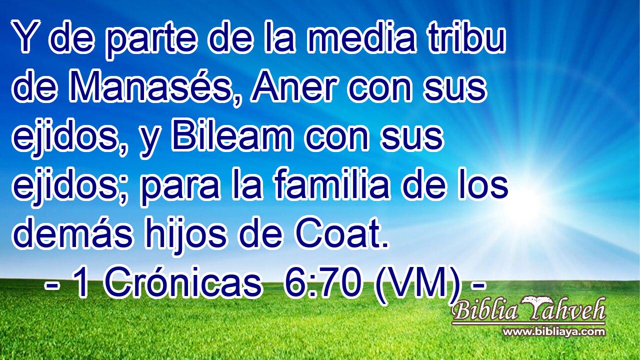  Y de parte de la media tribu de Manasés, Aner con sus ejidos, y Bileam con sus ejidos; para la familia de los demás hijos de Coat. 