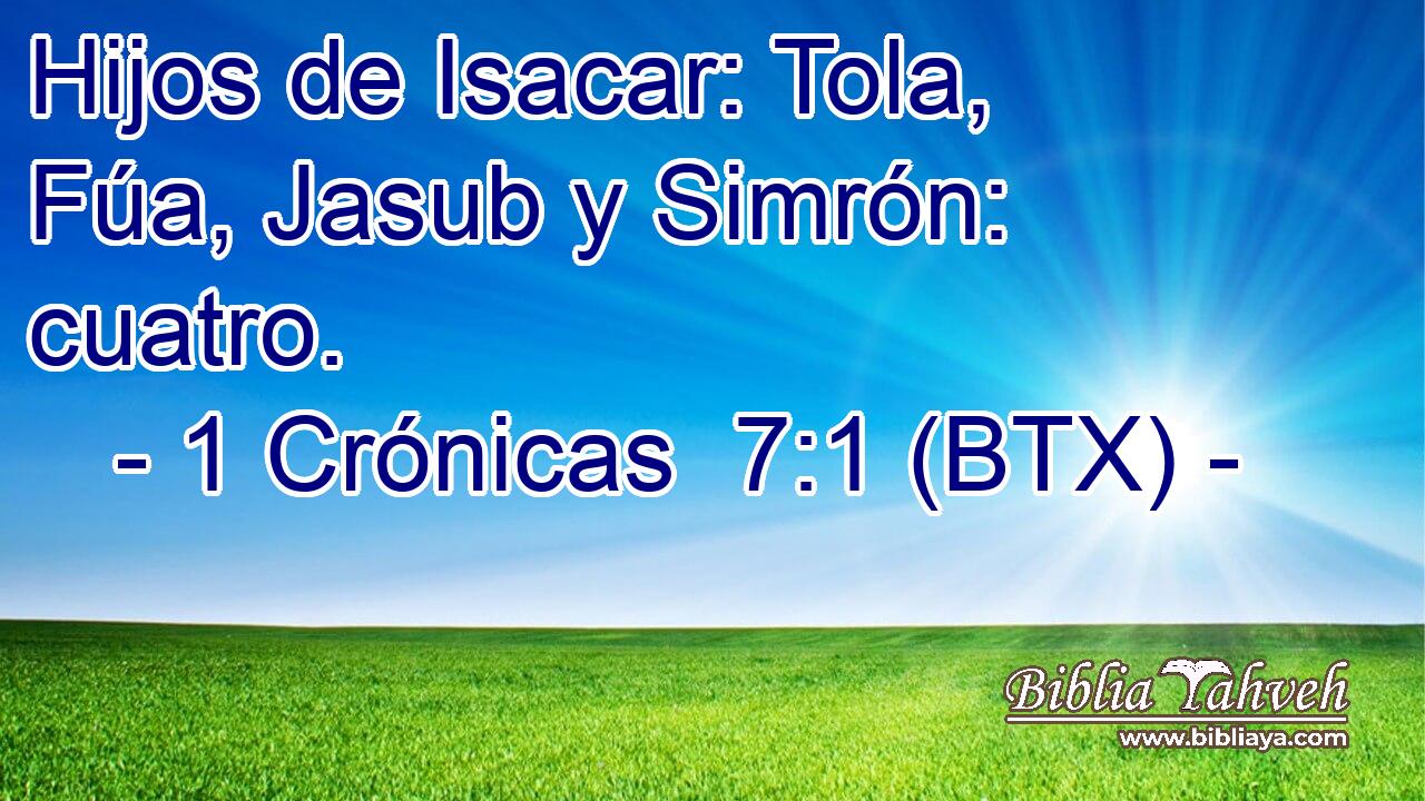 Hijos de Isacar: Tola, Fúa, Jasub y Simrón: cuatro.