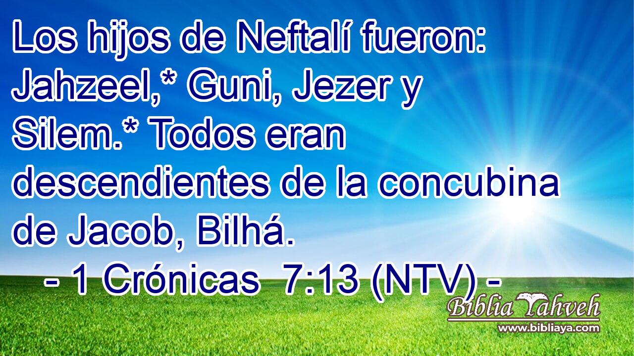Los hijos de Neftalí fueron: Jahzeel,* Guni, Jezer y Silem.* Todos eran descendientes de la concubina de Jacob, Bilhá.