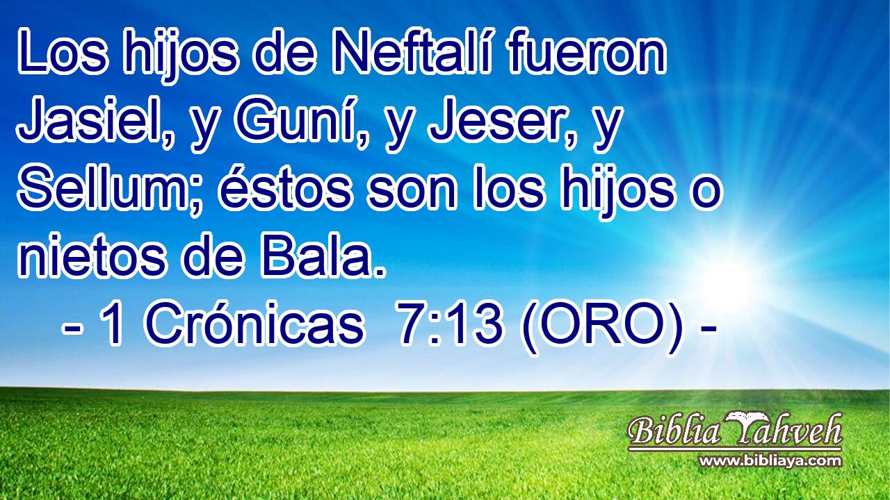  Los hijos de Neftalí fueron Jasiel, y Guní, y Jeser, y Sellum; éstos son los hijos o nietos de Bala. 