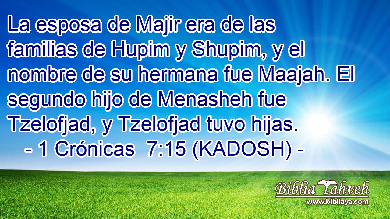  La esposa de Majir era de las familias de Hupim y Shupim, y el nombre de su hermana fue Maajah. El segundo hijo de Menasheh fue Tzelofjad, y Tzelofjad tuvo hijas. 