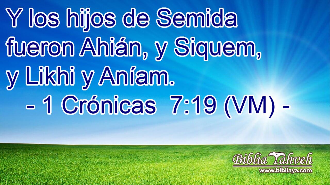 Y los hijos de Semida fueron Ahián, y Siquem, y Likhi y Aníam. 