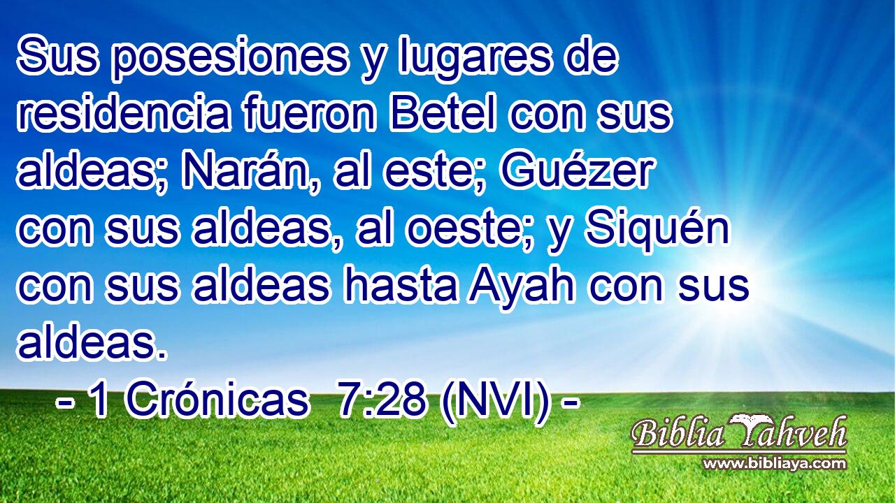  Sus posesiones y lugares de residencia fueron Betel con sus aldeas; Narán, al este; Guézer con sus aldeas, al oeste; y Siquén con sus aldeas hasta Ayah con sus aldeas. 
