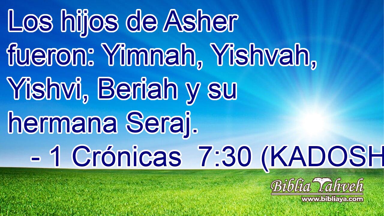  Los hijos de Asher fueron: Yimnah, Yishvah, Yishvi, Beriah y su hermana Seraj. 