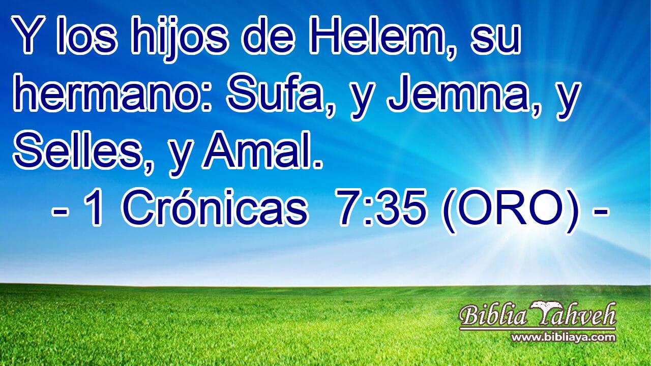  Y los hijos de Helem, su hermano: Sufa, y Jemna, y Selles, y Amal. 