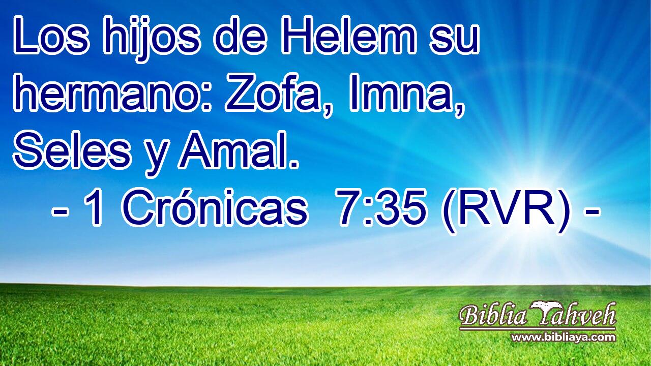 Los hijos de Helem su hermano: Zofa, Imna, Seles y Amal.