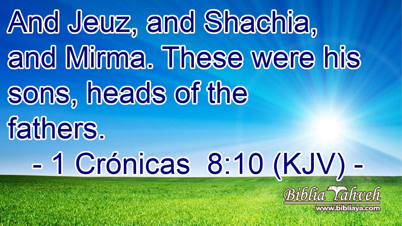 And Jeuz, and Shachia, and Mirma. These were his sons, heads of the fathers.