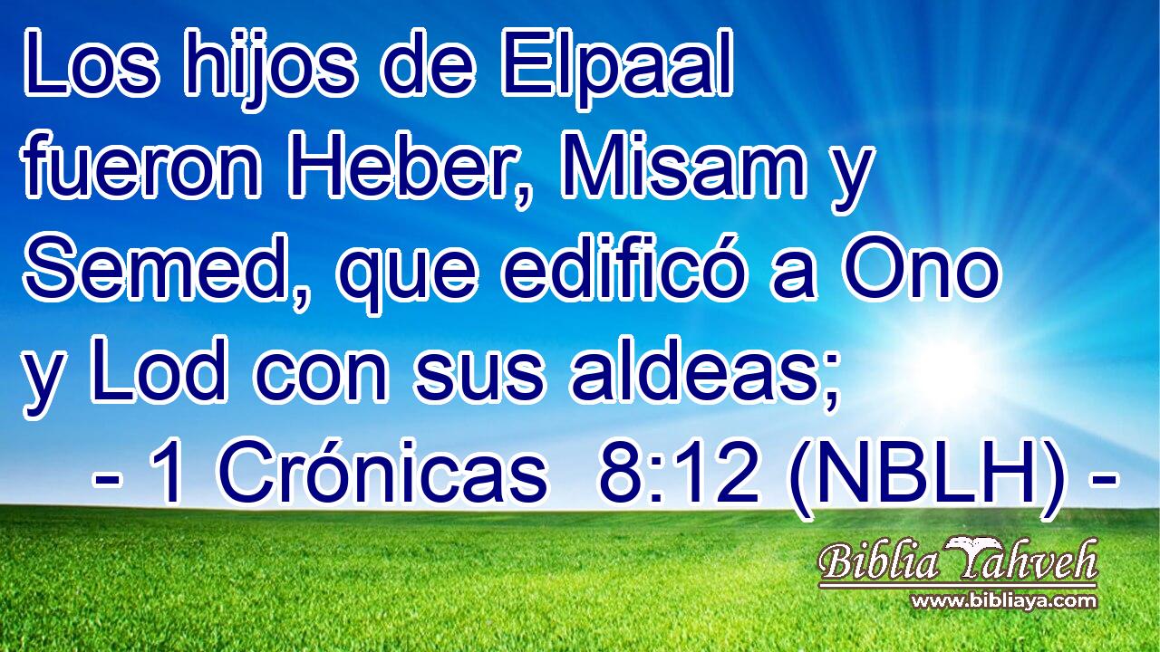  Los hijos de Elpaal fueron Heber, Misam y Semed, que edificó a Ono y Lod con sus aldeas; 