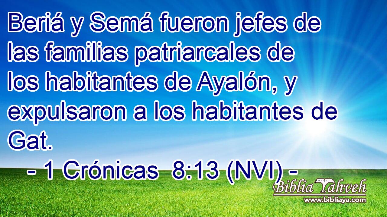  Beriá y Semá fueron jefes de las familias patriarcales de los habitantes de Ayalón, y expulsaron a los habitantes de Gat. 
