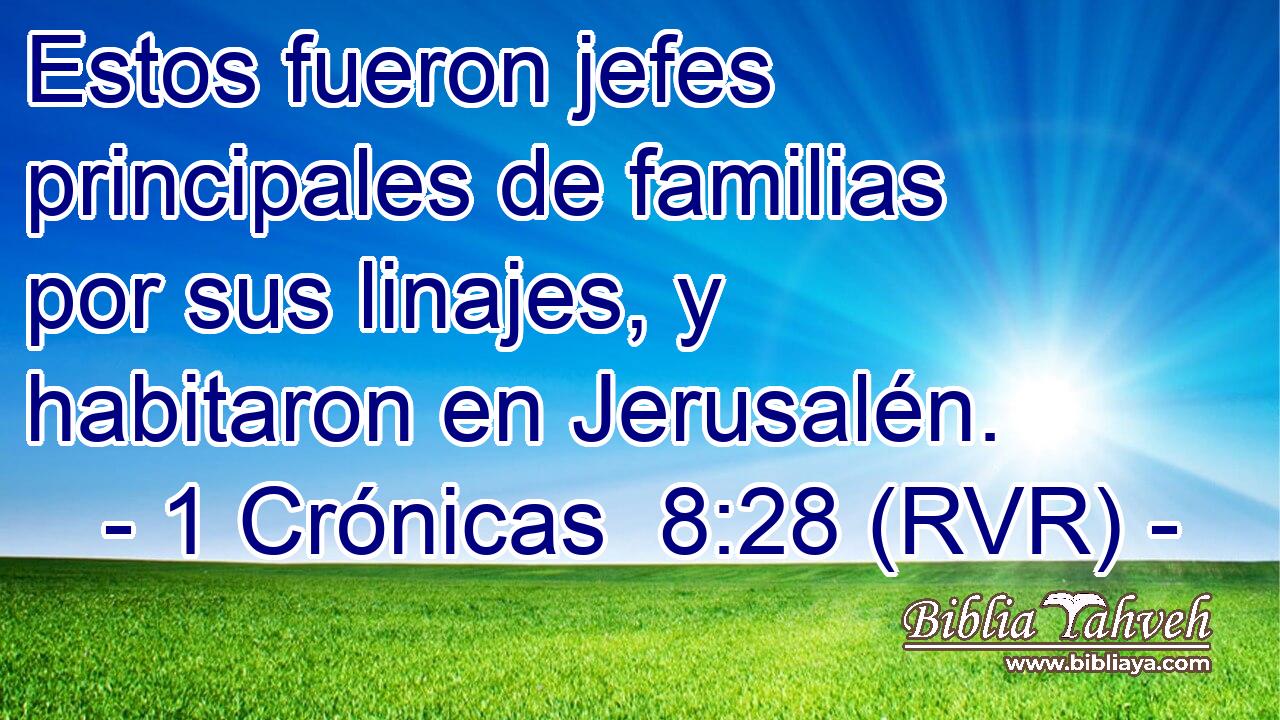 Estos fueron jefes principales de familias por sus linajes, y habitaron en Jerusalén.