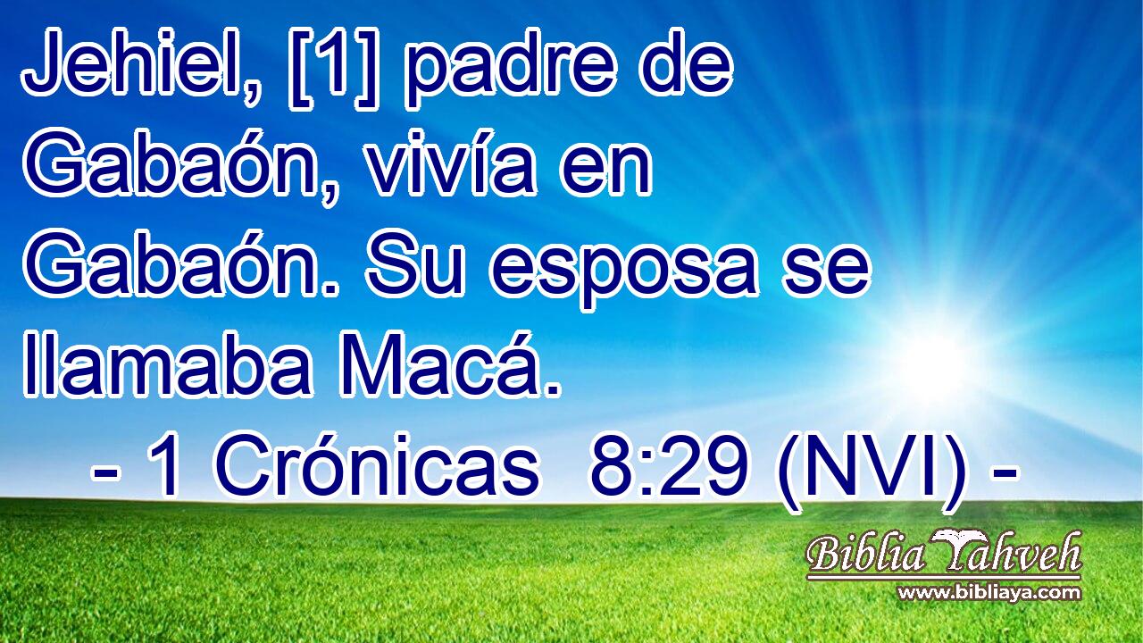  Jehiel, [1] padre de Gabaón, vivía en Gabaón. Su esposa se llamaba Macá. 
