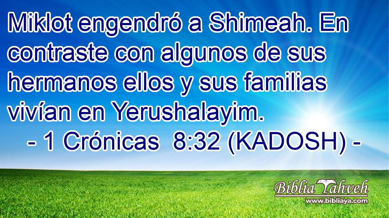  Miklot engendró a Shimeah. En contraste con algunos de sus hermanos ellos y sus familias vivían en Yerushalayim. 