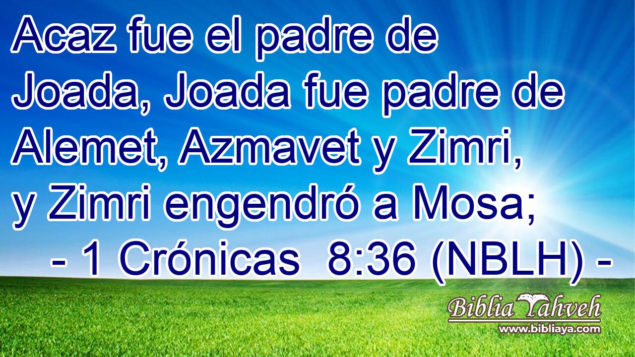  Acaz fue el padre de Joada, Joada fue padre de Alemet, Azmavet y Zimri, y Zimri engendró a Mosa; 