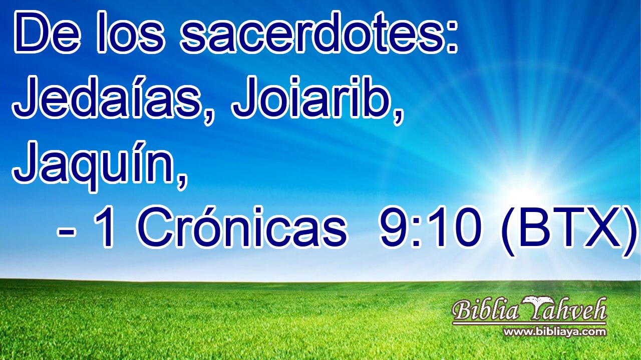 De los sacerdotes: Jedaías, Joiarib, Jaquín,