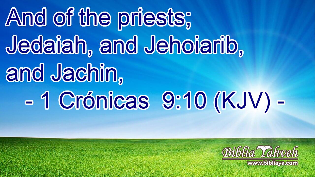And of the priests; Jedaiah, and Jehoiarib, and Jachin,