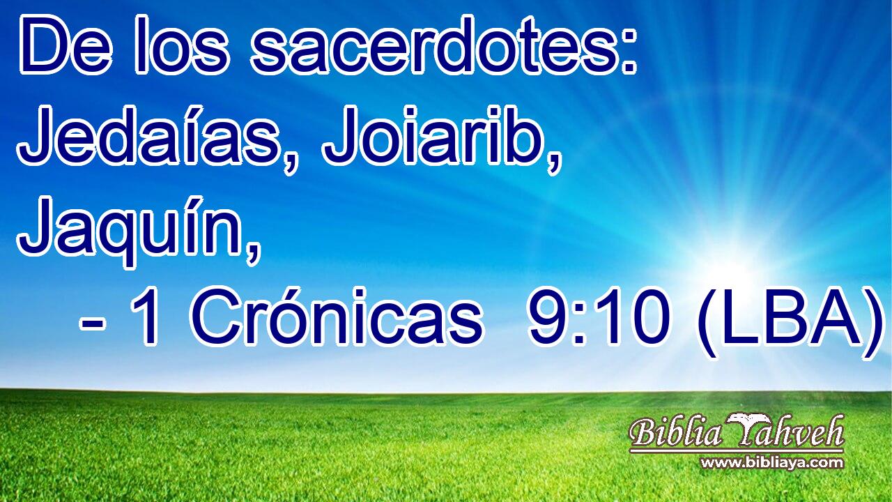 De los sacerdotes: Jedaías, Joiarib, Jaquín,