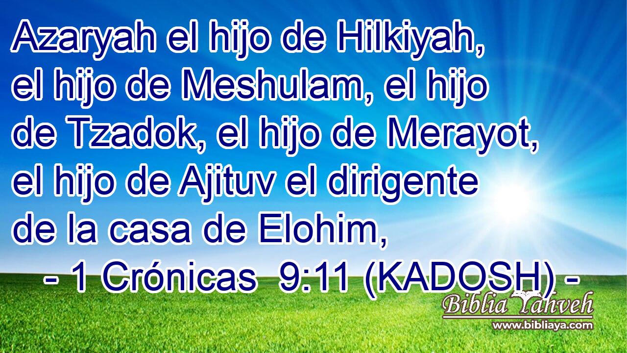  Azaryah el hijo de Hilkiyah, el hijo de Meshulam, el hijo de Tzadok, el hijo de Merayot, el hijo de Ajituv el dirigente de la casa de Elohim, 