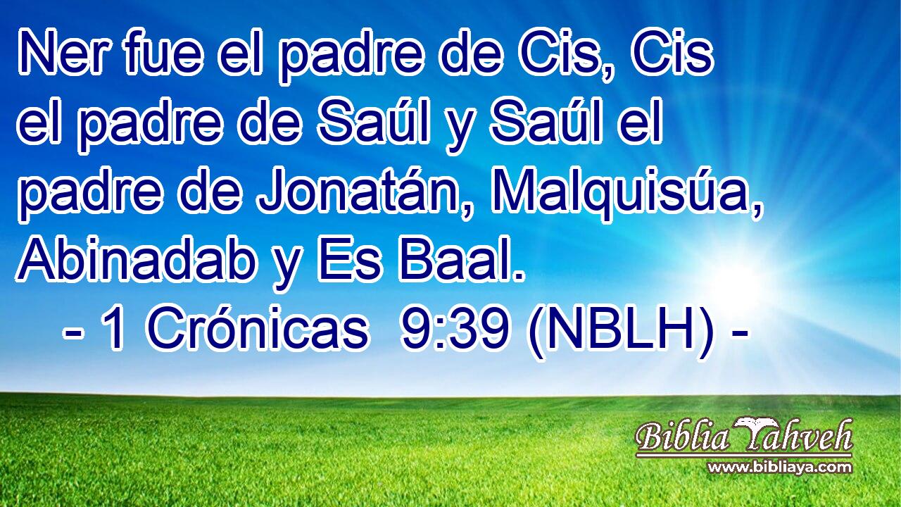  Ner fue el padre de Cis, Cis el padre de Saúl y Saúl el padre de Jonatán, Malquisúa, Abinadab y Es Baal. 