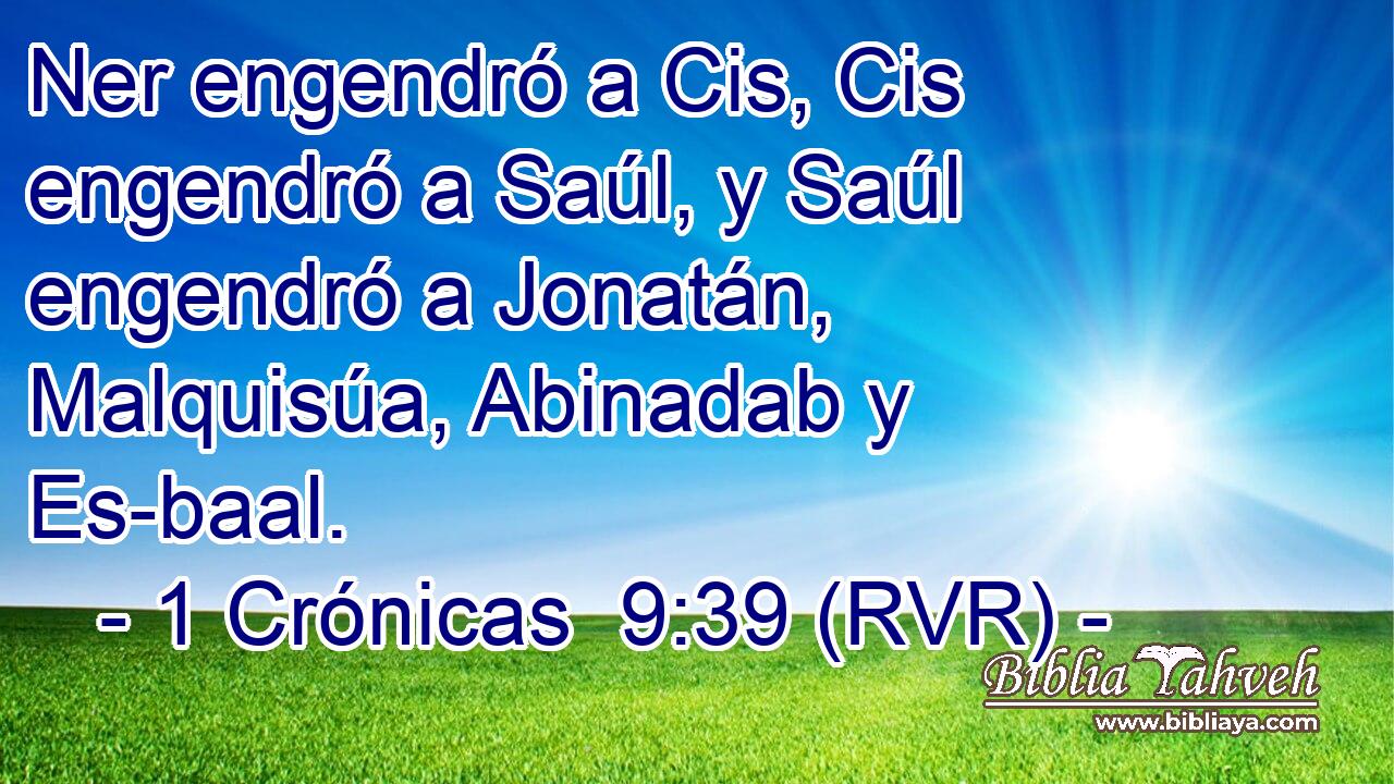 Ner engendró a Cis, Cis engendró a Saúl, y Saúl engendró a Jonatán, Malquisúa, Abinadab y Es-baal.