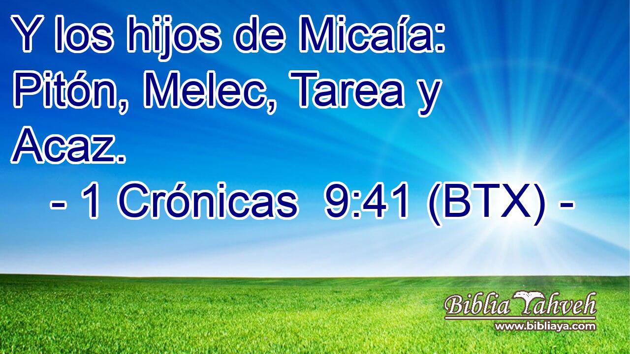 Y los hijos de Micaía: Pitón, Melec, Tarea y Acaz.