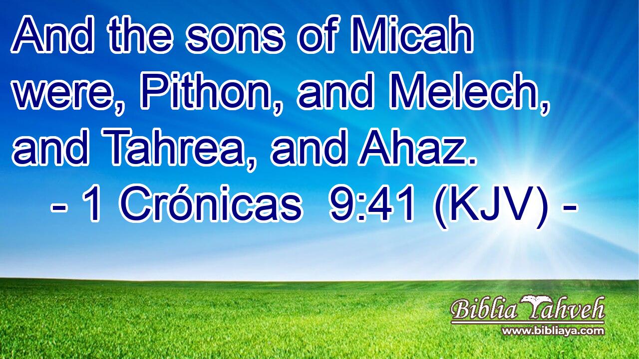 And the sons of Micah were, Pithon, and Melech, and Tahrea, and Ahaz.