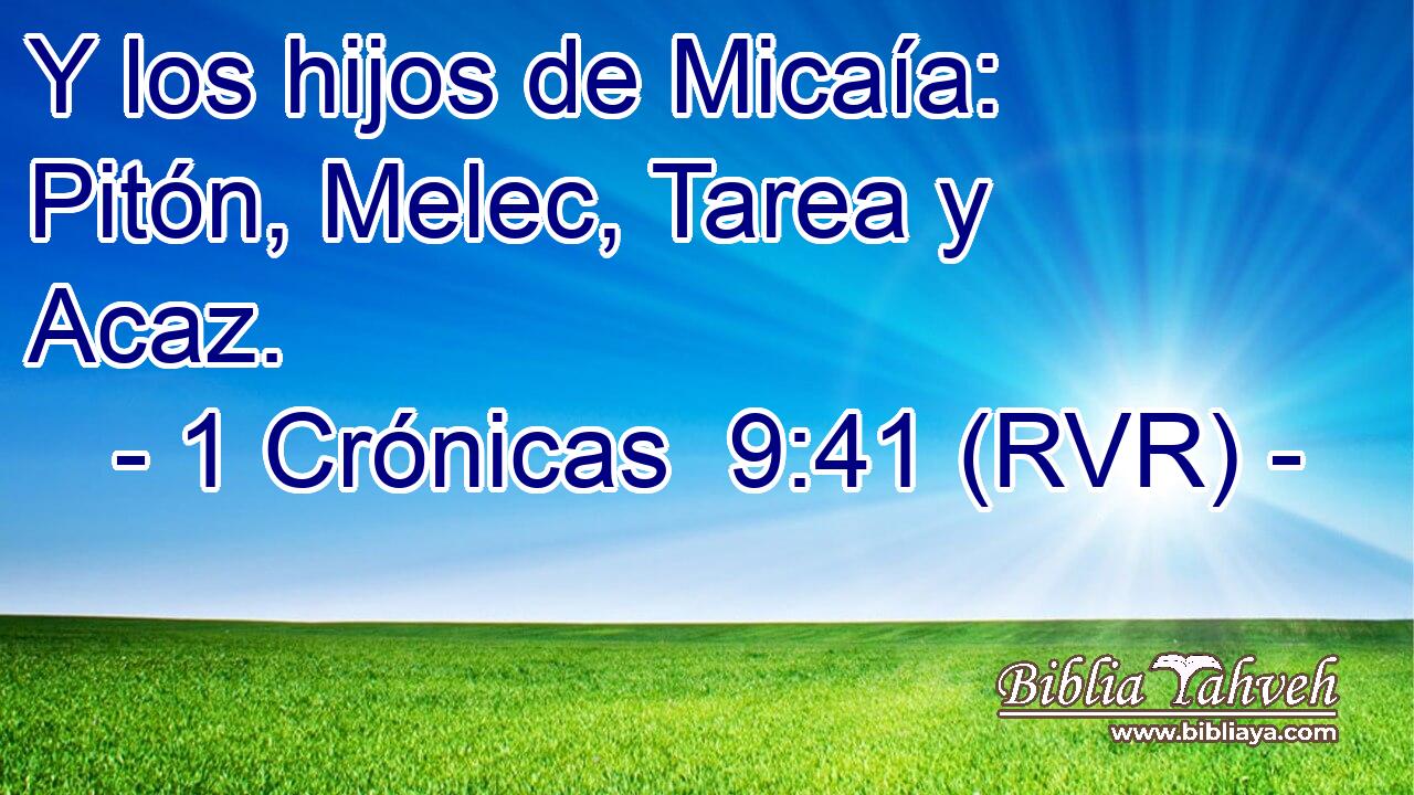 Y los hijos de Micaía: Pitón, Melec, Tarea y Acaz.