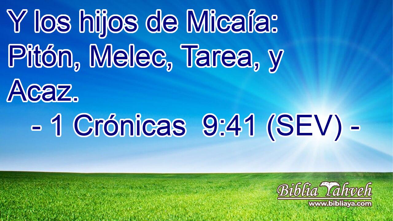 Y los hijos de Micaía: Pitón, Melec, Tarea, y Acaz.