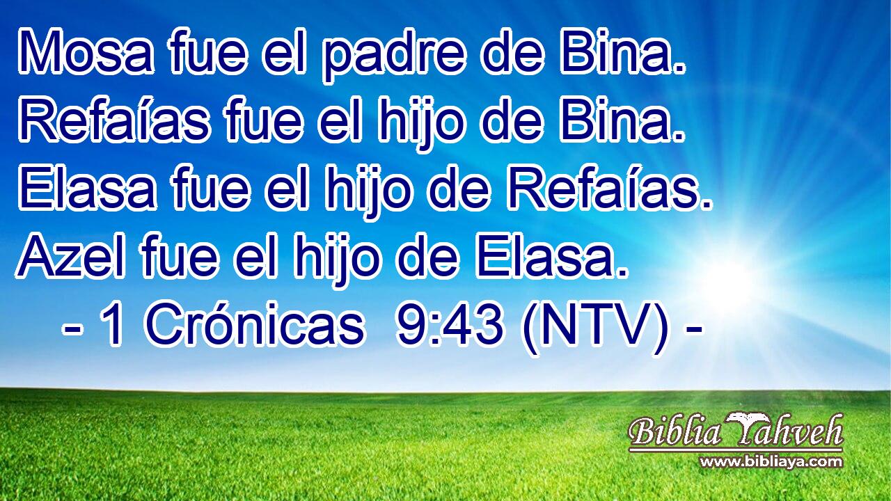Mosa fue el padre de Bina. Refaías fue el hijo de Bina. Elasa fue el hijo de Refaías. Azel fue el hijo de Elasa.