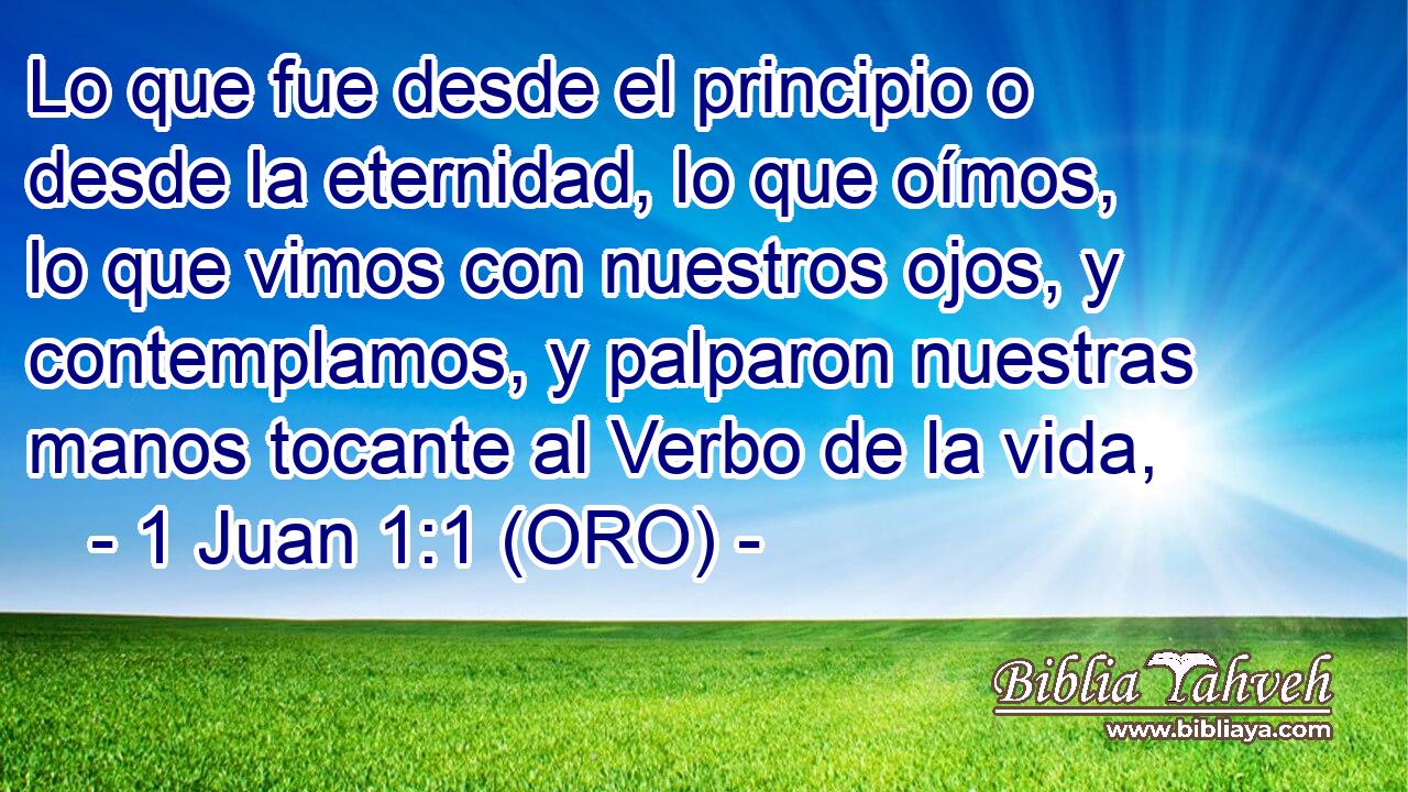  Lo que fue desde el principio o desde la eternidad, lo que oímos, lo que vimos con nuestros ojos, y contemplamos, y palparon nuestras manos tocante al Verbo de la vida, 