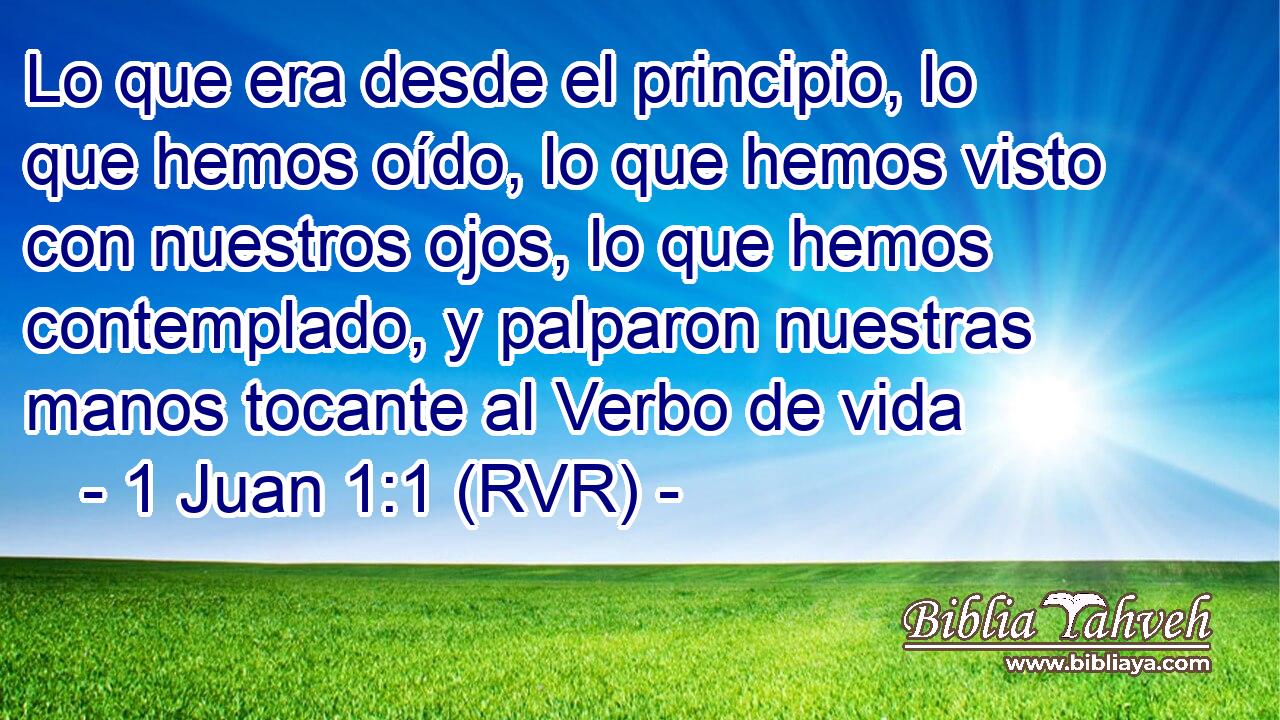 Lo que era desde el principio, lo que hemos oído, lo que hemos visto con nuestros ojos, lo que hemos contemplado, y palparon nuestras manos tocante al Verbo de vida