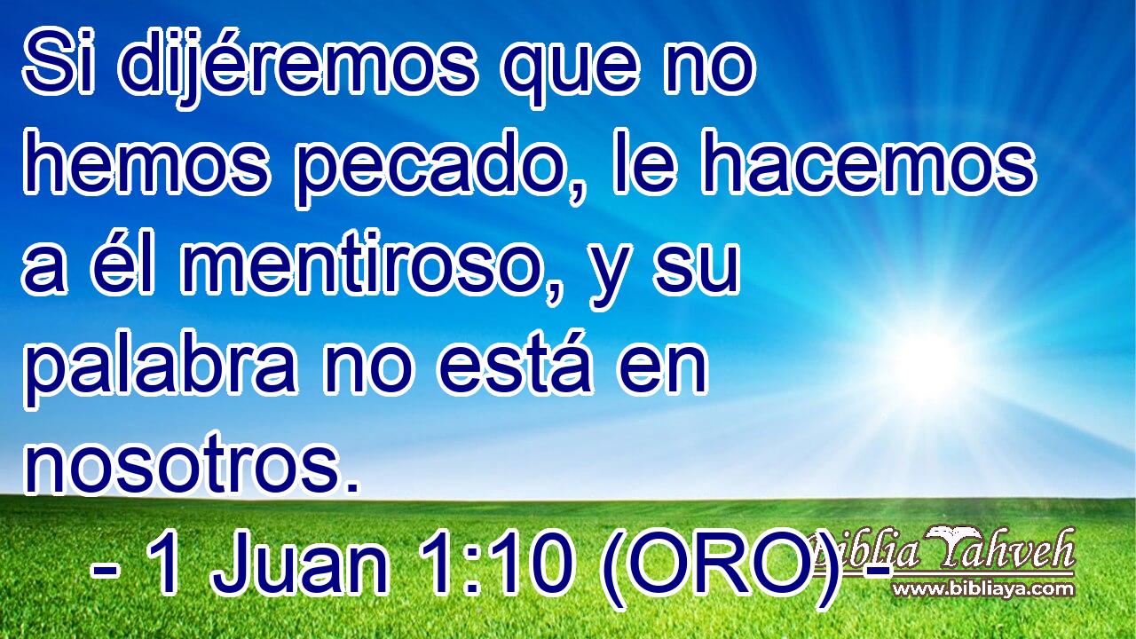  Si dijéremos que no hemos pecado, le hacemos a él mentiroso, y su palabra no está en nosotros. 