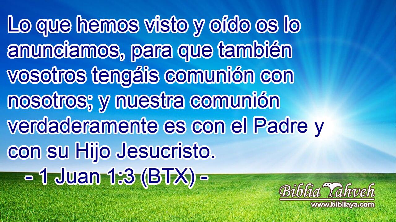 Lo que hemos visto y oído os lo anunciamos, para que también vosotros tengáis comunión con nosotros; y nuestra comunión verdaderamente es con el Padre y con su Hijo Jesucristo.