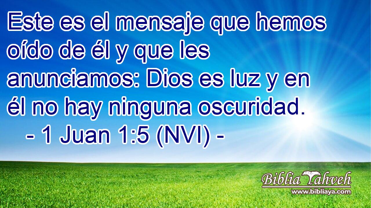  Este es el mensaje que hemos oído de él y que les anunciamos: Dios es luz y en él no hay ninguna oscuridad. 
