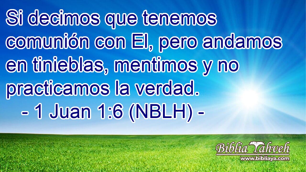  Si decimos que tenemos comunión con El, pero andamos en tinieblas, mentimos y no practicamos la verdad. 