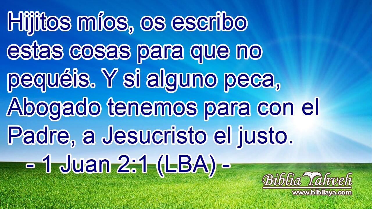 Hijitos míos, os escribo estas cosas para que no pequéis. Y si alguno peca, Abogado tenemos para con el Padre, a Jesucristo el justo.