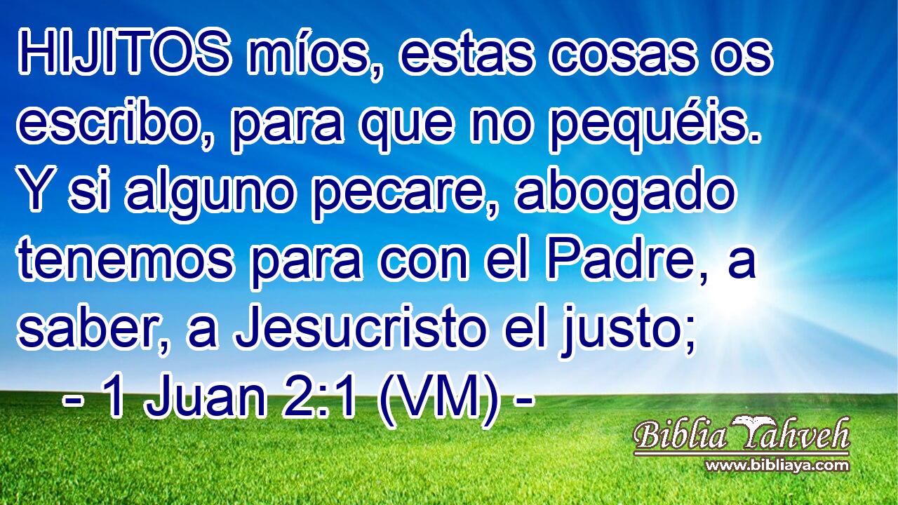  HIJITOS míos, estas cosas os escribo, para que no pequéis. Y si alguno pecare, abogado tenemos para con el Padre, a saber, a Jesucristo el justo; 