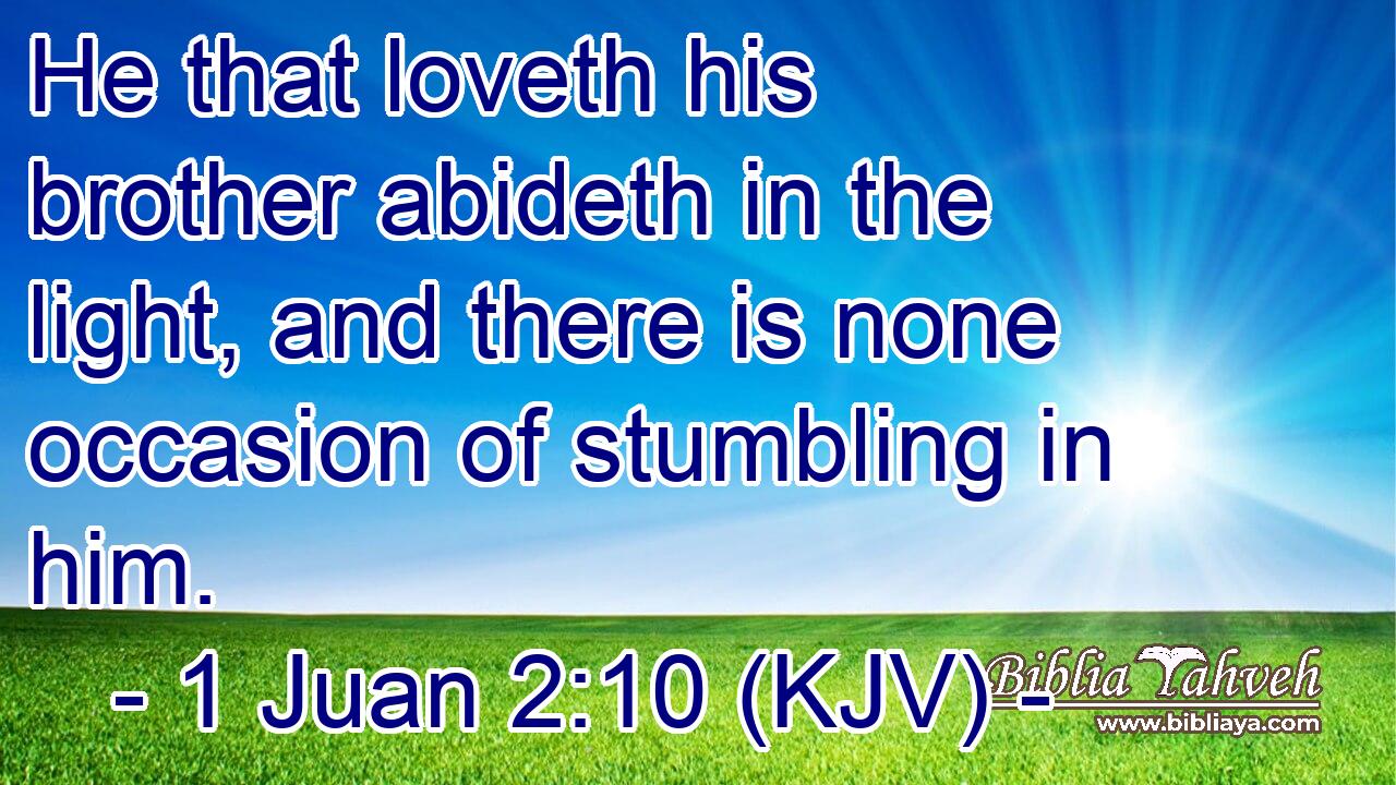 He that loveth his brother abideth in the light, and there is none occasion of stumbling in him.