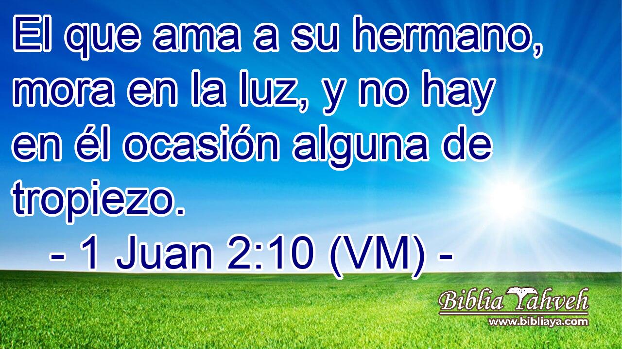  El que ama a su hermano, mora en la luz, y no hay en él ocasión alguna de tropiezo. 