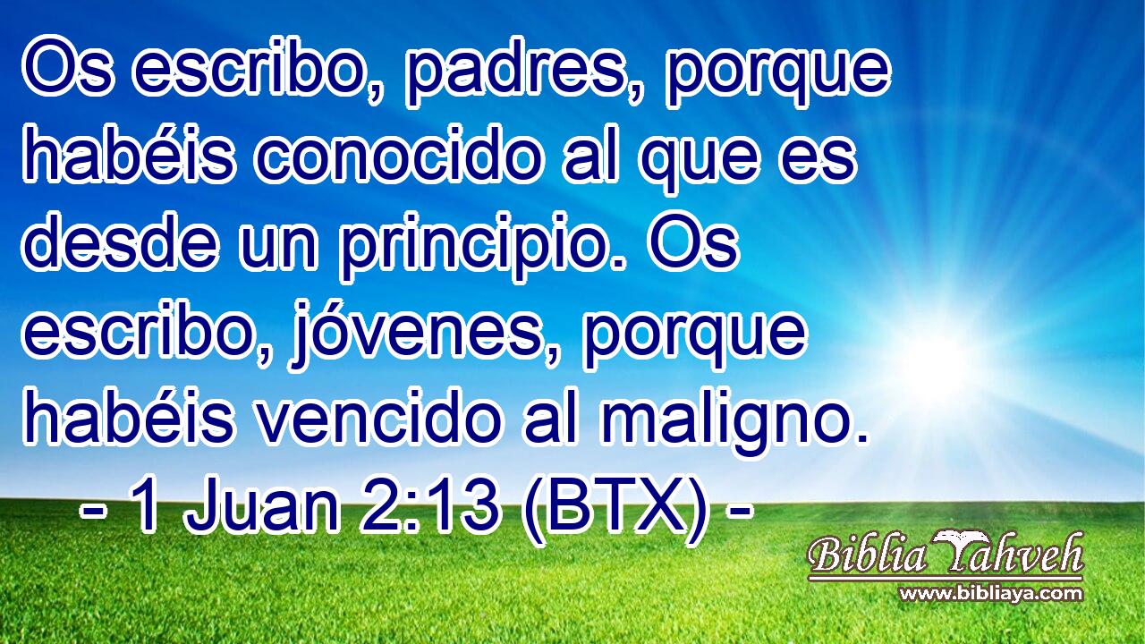 Os escribo, padres, porque habéis conocido al que es desde un principio. Os escribo, jóvenes, porque habéis vencido al maligno.