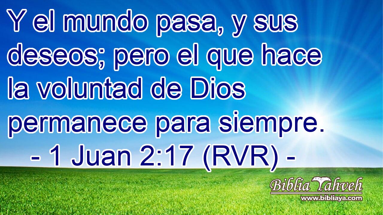 Y el mundo pasa, y sus deseos; pero el que hace la voluntad de Dios permanece para siempre.