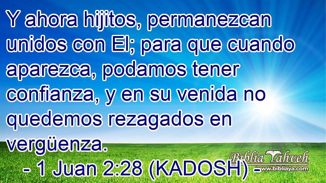  Y ahora hijitos, permanezcan unidos con El; para que cuando aparezca, podamos tener confianza, y en su venida no quedemos rezagados en vergüenza. 