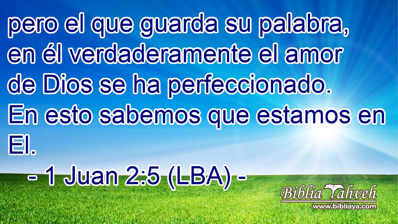 pero el que guarda su palabra, en él verdaderamente el amor de Dios se ha perfeccionado. En esto sabemos que estamos en El.