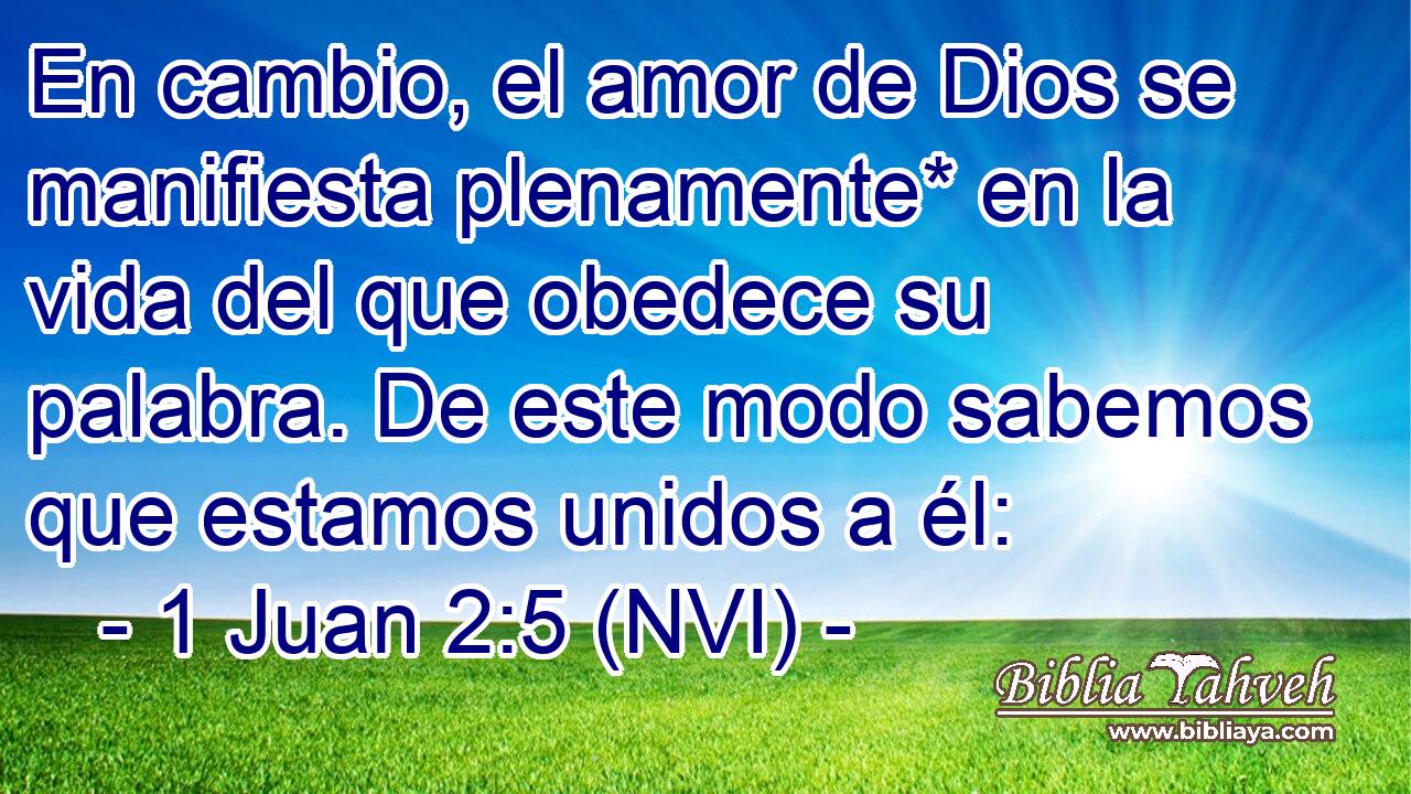  En cambio, el amor de Dios se manifiesta plenamente* en la vida del que obedece su palabra. De este modo sabemos que estamos unidos a él: 
