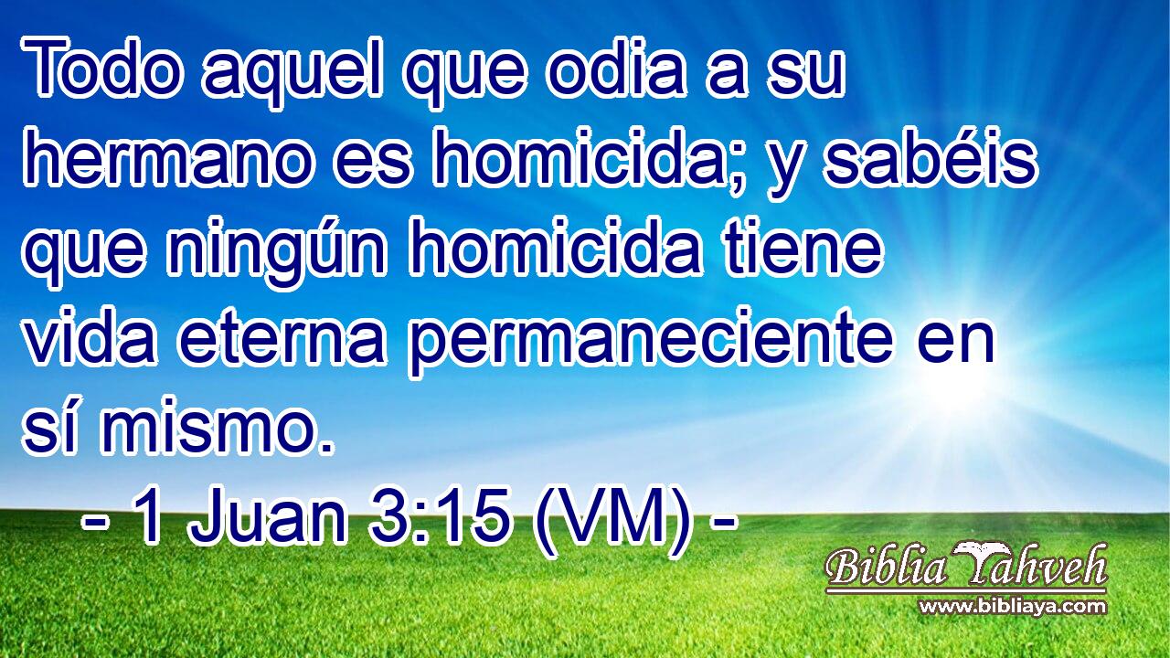  Todo aquel que odia a su hermano es homicida; y sabéis que ningún homicida tiene vida eterna permaneciente en sí mismo. 