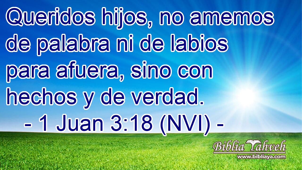  Queridos hijos, no amemos de palabra ni de labios para afuera, sino con hechos y de verdad. 