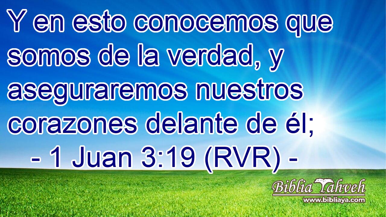 Y en esto conocemos que somos de la verdad, y aseguraremos nuestros corazones delante de él;